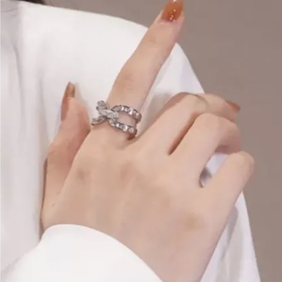 925 SILVER FILLED BOHEMIAN MICRO INLAID CUBIC ZIRCON ADJUSTABLE RING - Picture 10 of 16